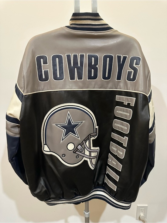 NFL Other - NFL Black, Navy & Cream Dallas Cowboys Faux Leather Bomber Jacket